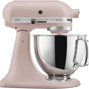 KitchenAid Artisan Series 5 Quart Tilt Head Stand Mixer with Pouring Shield KSM150PS, Feather Pink