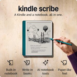 Amazon Kindle Scribe (64GB) - Redesigned display with uniform borders. Now write directly on books and documents. With built-in notebook summarization. Includes Premium Pen -...